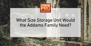 Goth exterior setting with text - what size storage unit would the addams family need?