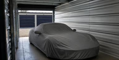winterized vehicle in a clean storage unit