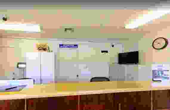 This 360 view shows the inside of the management office where storage units are available for rental