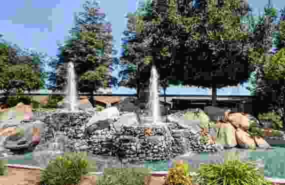 This 360 view shows a fountain outside of our facility