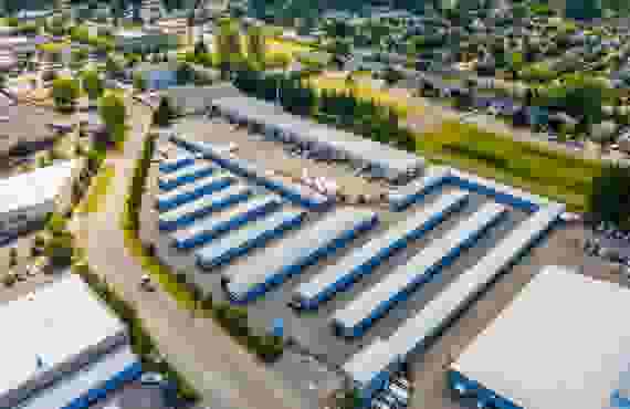 Overhead view of storage facility at Glacier West Self Storage at 17600 147th SE, Monroe, WA, 98272