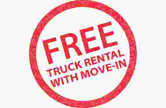 logo circle with words Free Truck rental with move-in