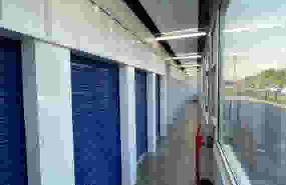 Secure Storage Interior Hallway with Glass Windows