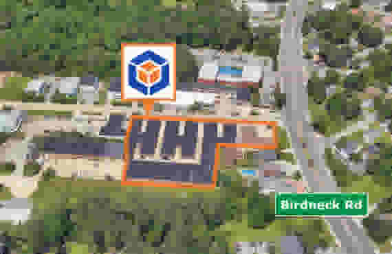 Aerial Image of Storage Facility on 1101 Jensen Dr, Virginia Beach, VA, 23451