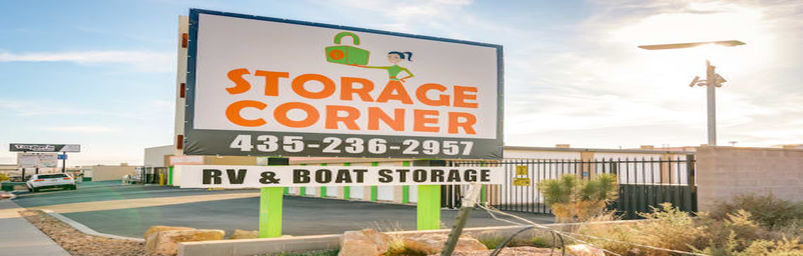 Secure and clean storage facility with strong gate and visible sign and lighting