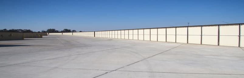 This picture shows a row of outdoor storage units