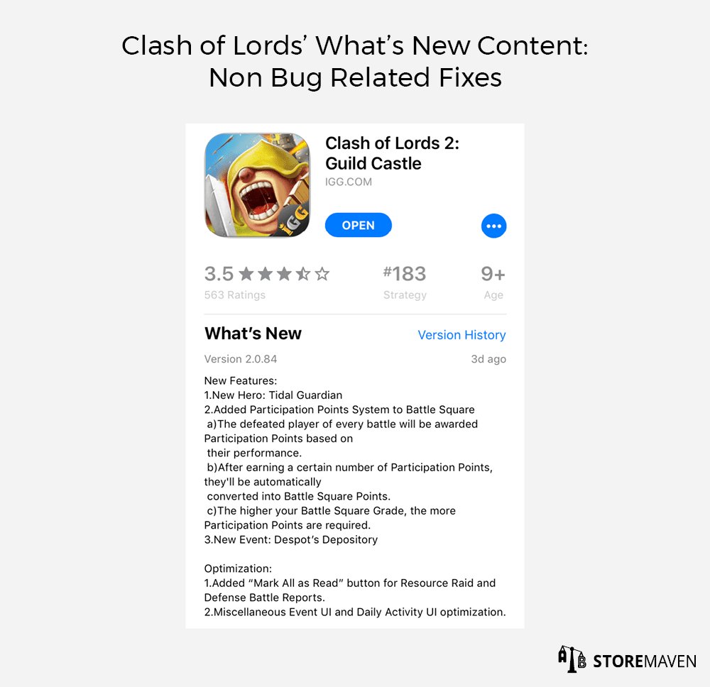 Clash of Lords' What's New Content: Non Bug Related Fixes