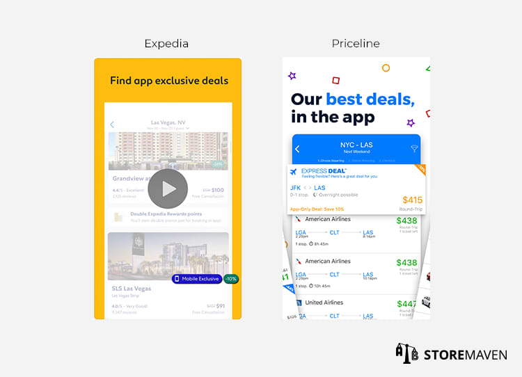 Expedia and Priceline app Example 