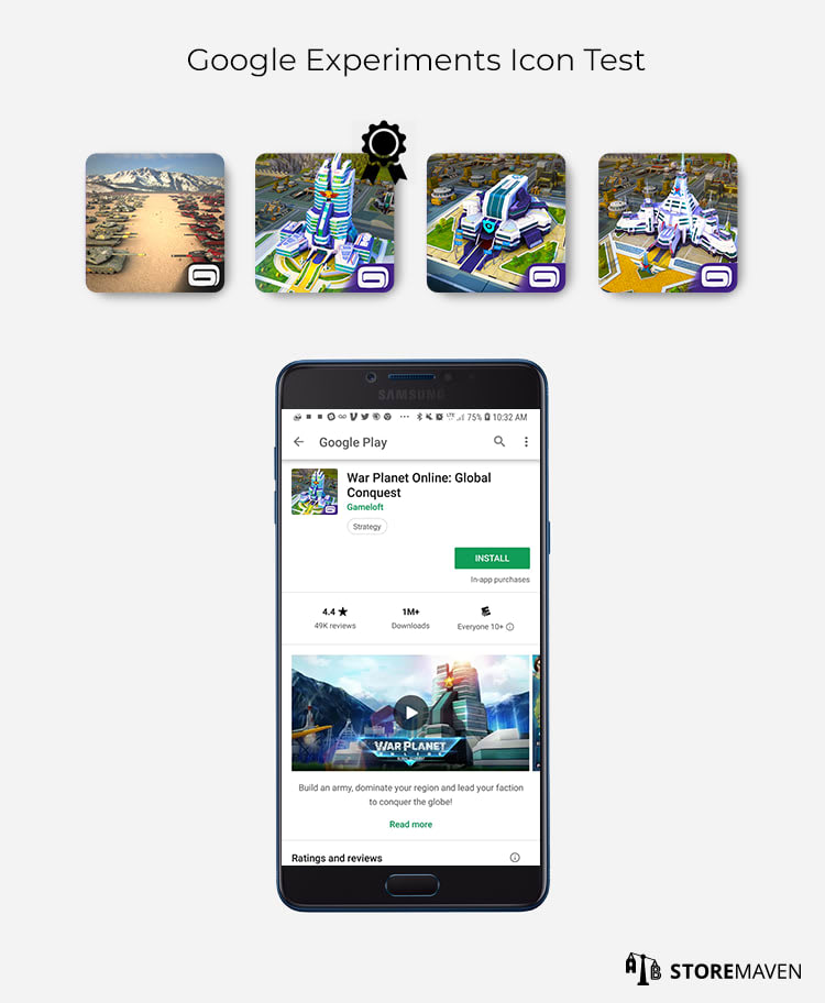 Testing app icons on Google Experiments 
