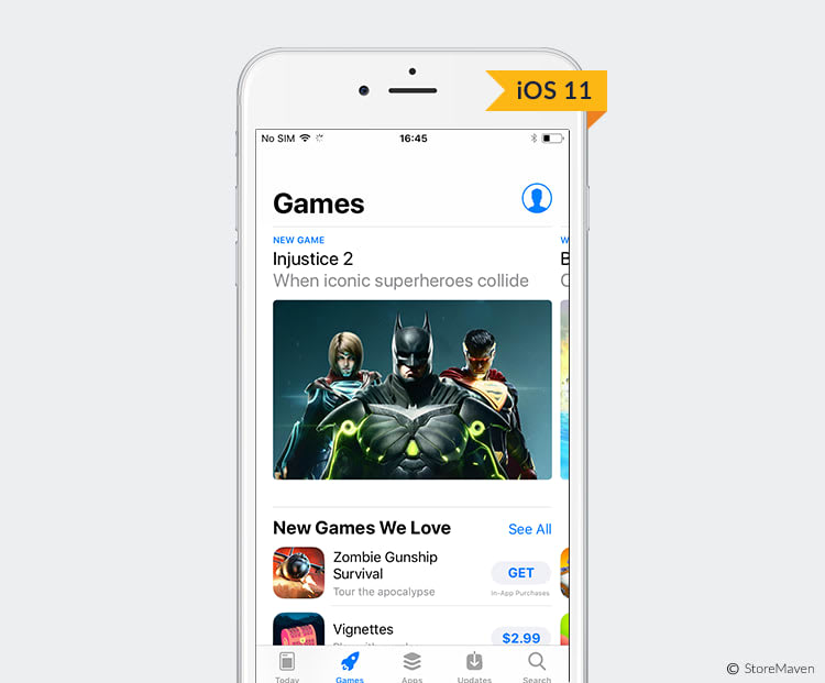 IOS 11 “Games” tab