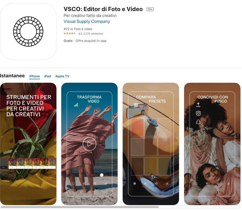 App localization example: VSCO