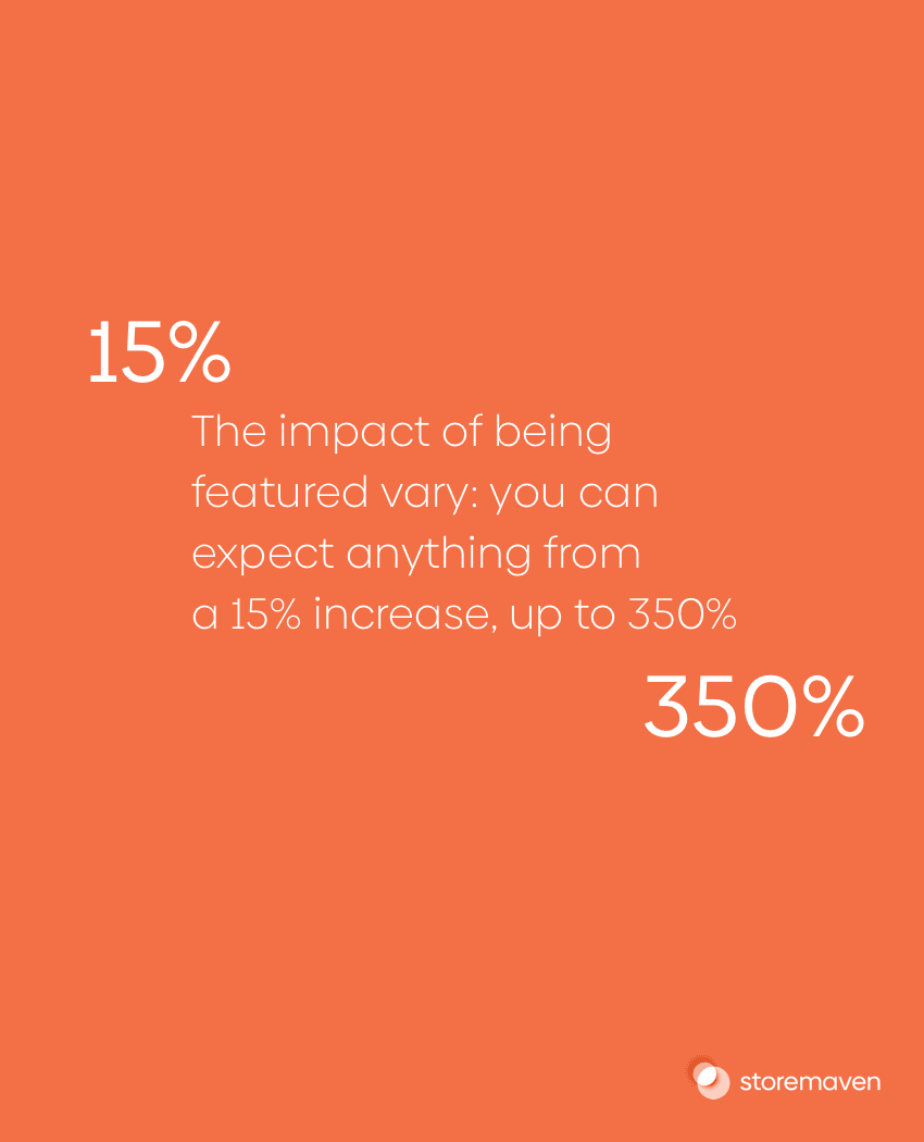 Everything You Need to Know About Getting Your App Featured on the App Store 3 The impact of being featured can be from 15% up to 350%