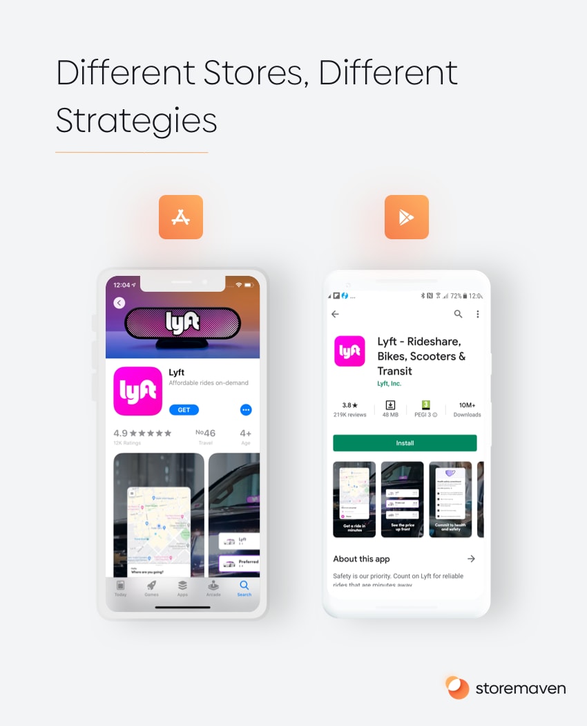 App store screenshots best practices - use different screenshots for iOS App Store and Google Play