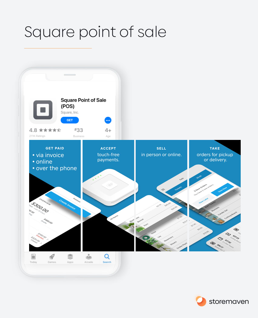 App preview screenshot example from Square point of sale