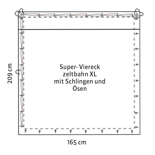 Super-Viereckzeltbahn XL mit Schlingen und Ösen