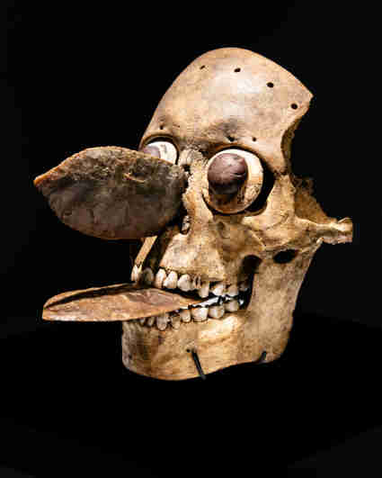 Skull mask, on display in the Templo Mayor Museum