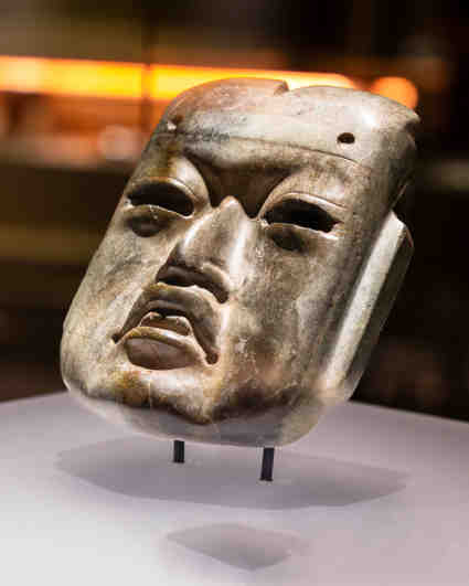 Olmec mask, on display in the Templo Mayor Museum