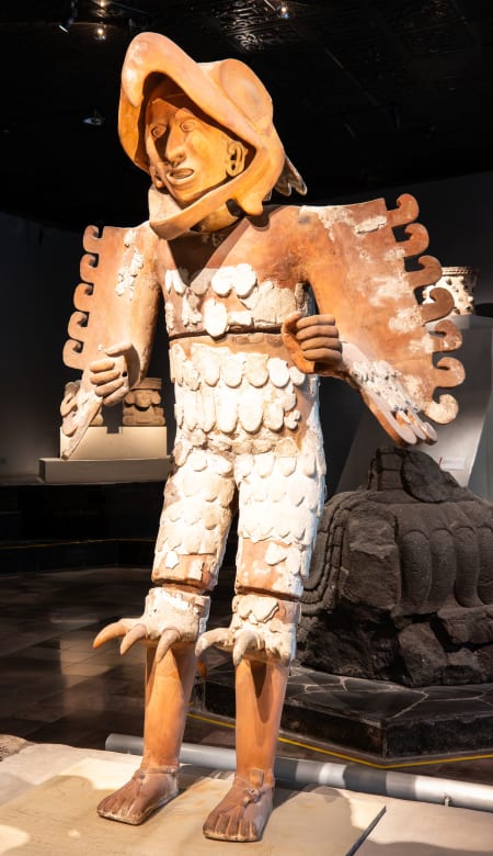 Eagle Warrior statue honoring Huitzilopochtli, Templo Mayor Museum