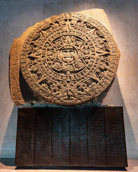 Aztec Sun Stone, on display in the National Museum of Anthropology, Mexico City