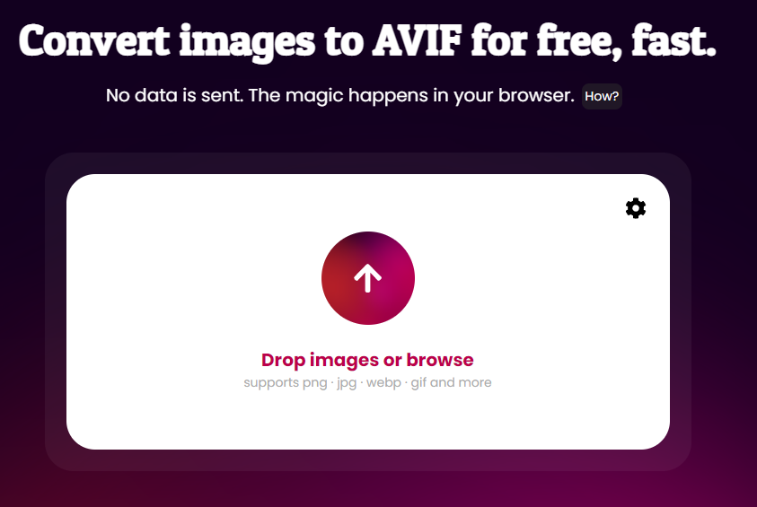 The avif.io compression interface