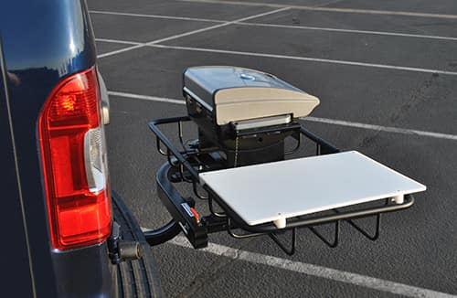 Hitch Cargo Rack with Cuisinart grill and cutting board