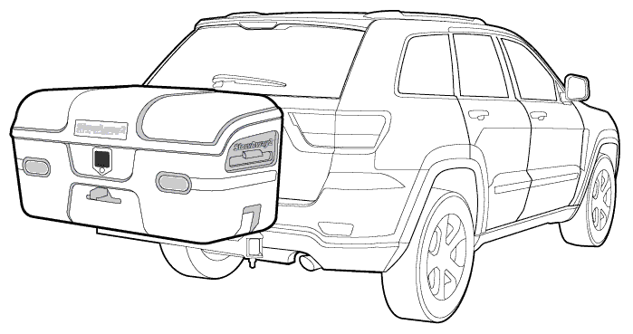 StowAway hitch cargo carrier box illustration