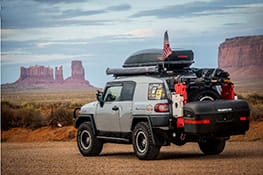 Stowaway carrier box on a Jeep in the Grand Canyon