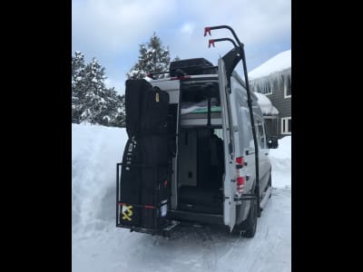 Sprinter Van with StowAway Ski Box Half Open