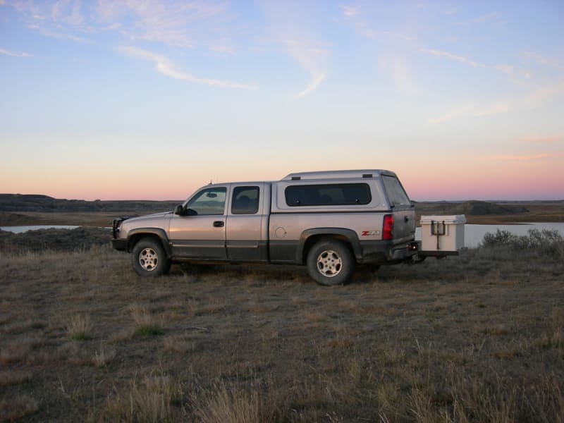 Chevy Silverado with Stowaway Hitch Frame and Platform with Pelican Cooler