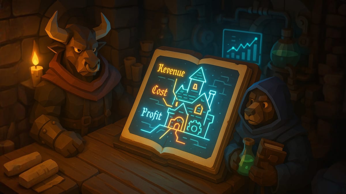 Low-poly bull balancing assets on a scale, representing portfolio allocation, rebalancing, and risk control.