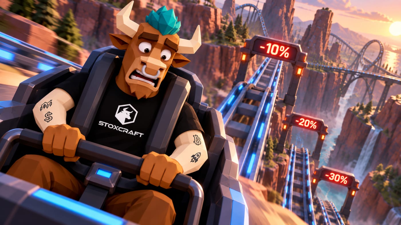 Toroshi rides a low-poly rollercoaster through 10%, 20% and 30% portfolio drops, illustrating how investor risk tolerance differs from financial risk capacity.