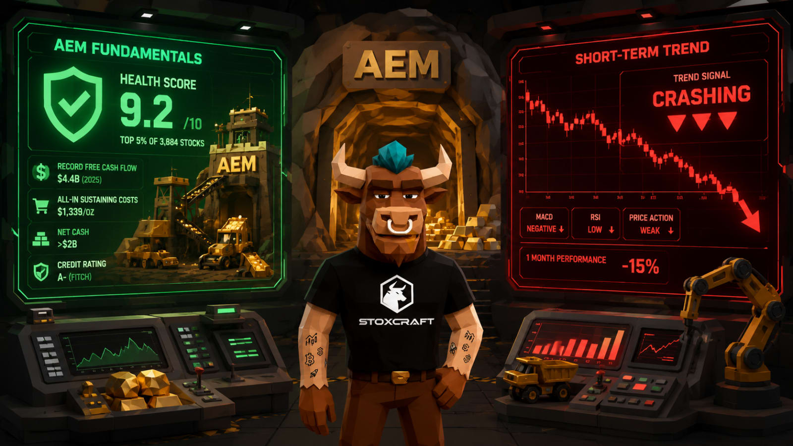 AEM Stock Analysis: Strong Fundamentals vs Crashing Trend