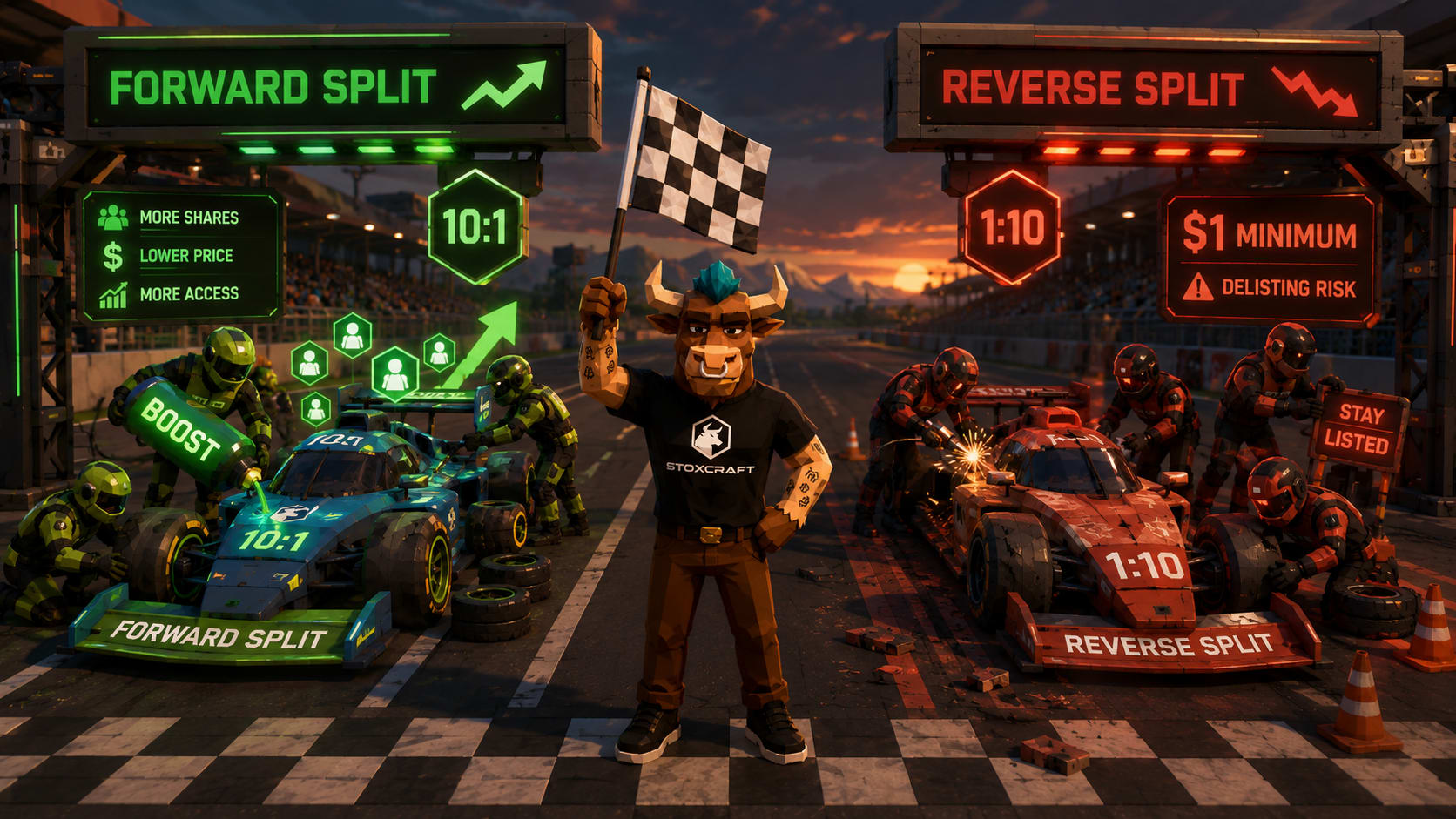 Forward vs Reverse Stock Split Explained as a Racing Pit Stop