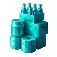 Low-poly 3D Costco (COST) stock icon with a stylized warehouse building, symbolizing e-commerce and logistics.