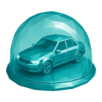 Low-poly 3D Progressive (PGR) stock icon with a stylized shield, symbolizing cybersecurity and digital protection.