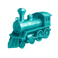 Low-poly 3D Union Pacific (UNP) stock icon with a stylized train, symbolizing transportation and logistics.