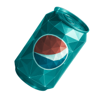 Low-poly 3D PepsiCo (PEP) stock icon with a stylized soda bottle, symbolizing consumer staples and beverages.