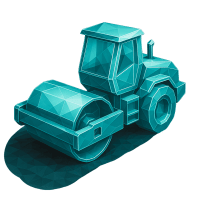 Low-poly 3D CRH (CRH) stock icon with a stylized concrete block, symbolizing industrials.