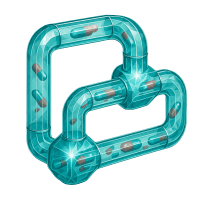 Low-poly 3D Cencora (COR) stock icon with a stylized medical cross, symbolizing healthcare and biotech.