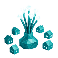 Low-poly 3D Charter Communications (CHTR) stock icon with a stylized signal waves, symbolizing telecom and connectivity.