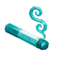 Low-poly 3D Altria (MO) stock icon with a stylized cigarette, symbolizing consumer staples and beverages.