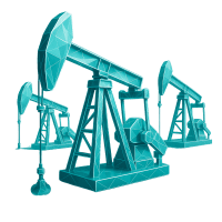 Low-poly 3D EOG Resources (EOG) stock icon with a stylized oil rig, symbolizing oil, gas, and energy.