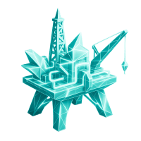 Low-poly 3D Occidental Petroleum (OXY) stock icon with a stylized oil drop, symbolizing oil, gas, and energy.