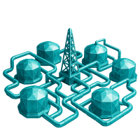 Low-poly 3D MPLX (MPLX) stock icon with a stylized pipeline, symbolizing oil, gas, and energy.