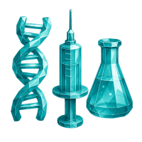 Low-poly 3D Regeneron (REGN) stock icon with a stylized DNA helix, symbolizing healthcare and biotech.