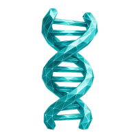 Low-poly 3D Argenx (ARGX) stock icon with a stylized DNA helix, symbolizing healthcare and biotech.