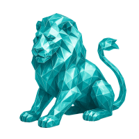 Low-poly 3D ING (ING) stock icon with a stylized lion, symbolizing industrials.