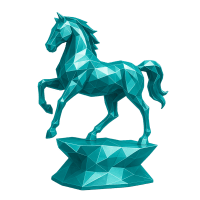 Low-poly 3D Lloyds Banking Group (LYG) stock icon with a stylized horse, symbolizing financial services and risk.