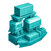 Low-poly 3D CSX (CSX) stock icon with a stylized train, symbolizing transportation and logistics.