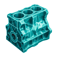 Low-poly 3D Cummins (CMI) stock icon with a stylized engine, symbolizing industrials and materials.